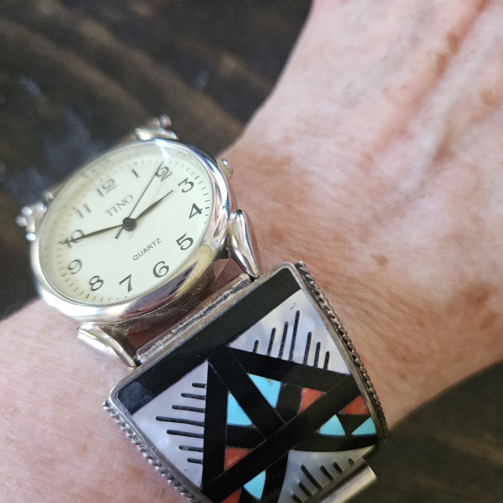 Amazing Vintage Sterling Silver Zuni Watch - Picture 14 of 15